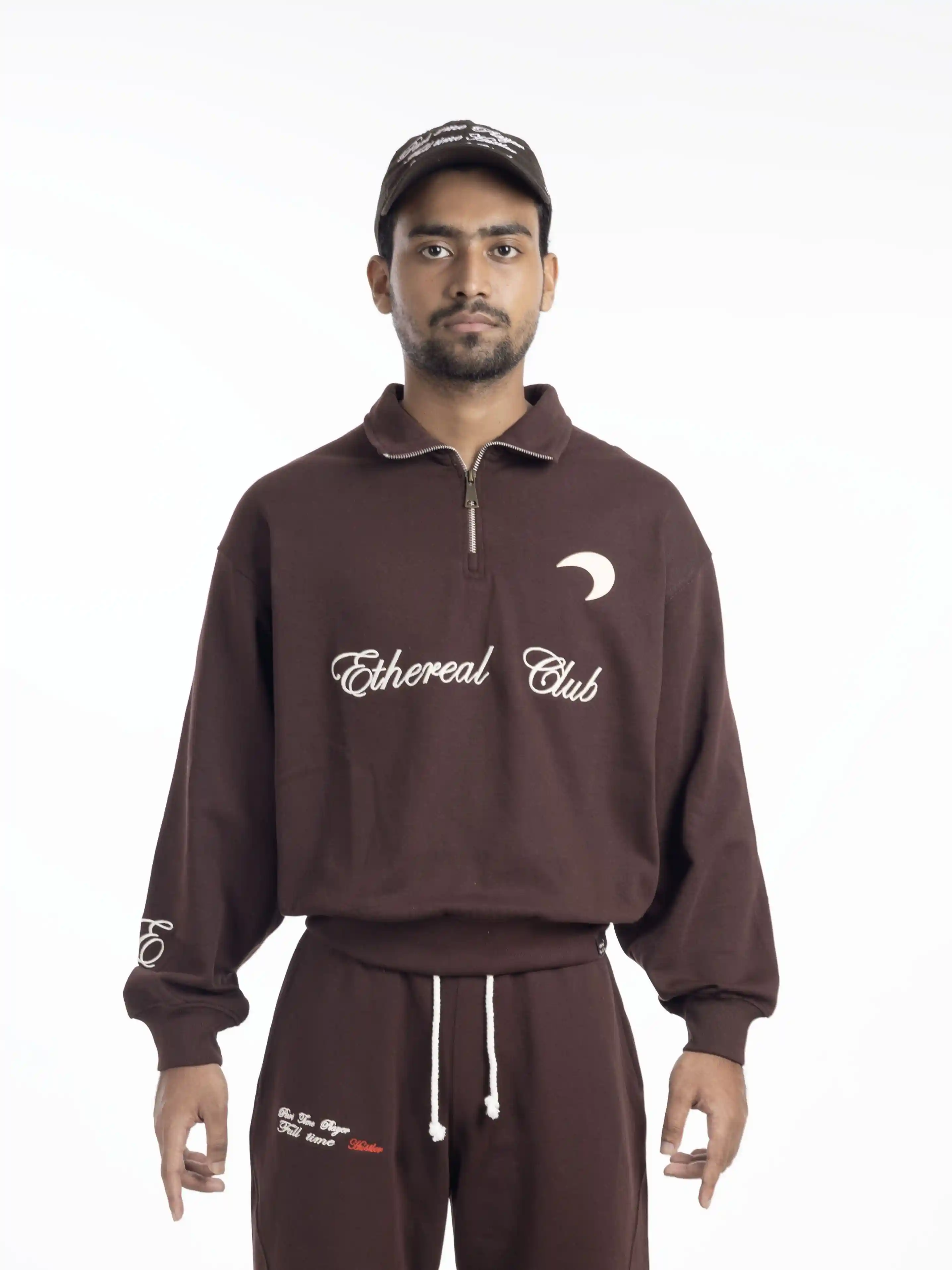 Chocolate Brown Quarter Zip Sweatshirt – Player By Chance